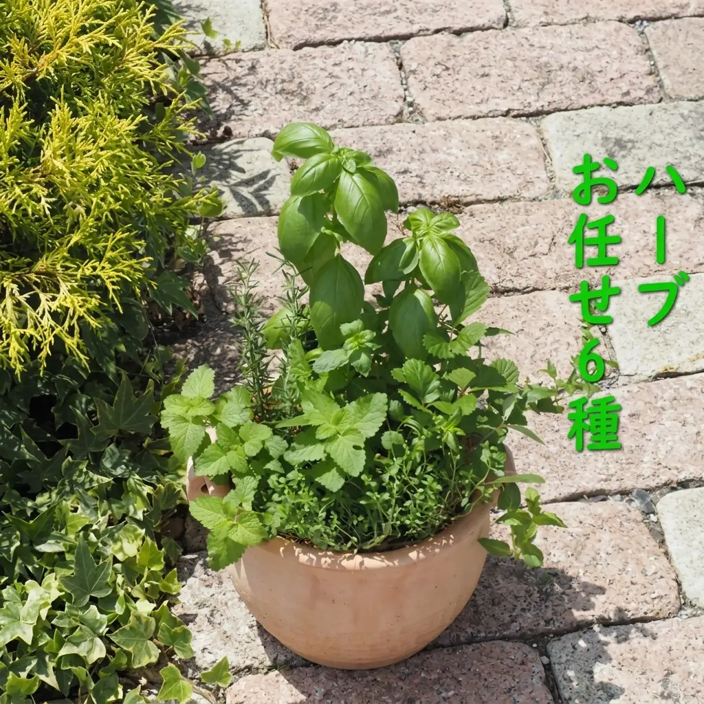 植物 寄植え ハーブ 6種 寄せ植え つぼ丸型 鉢 植物