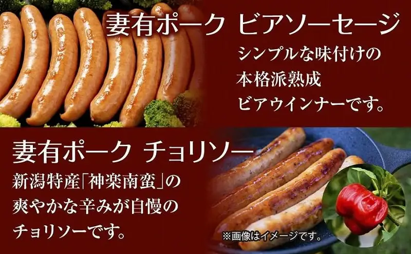 無地熨斗 妻有ポーク ソーセージ 2種セット ビアソーセージ 100g×2個 チョリソー 100g×2個 つまり ポーク 豚肉 ファームランド木落 熨斗 のし 名入れ不可 送料無料 新潟県 十日町市 