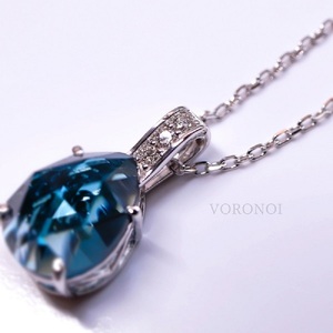 K18WG ロンドンブルートパーズ ローズカット ダイヤモンドネックレス MINAMOセッティング VO0073PK18WG