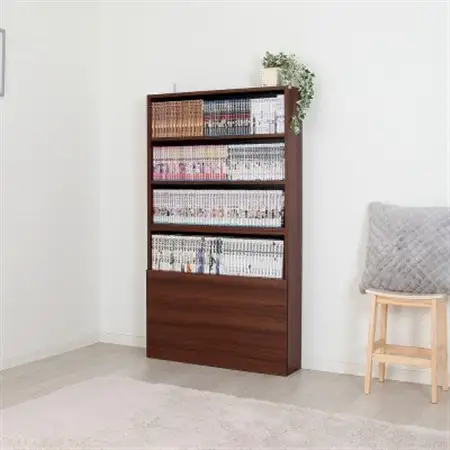 薄型 木製コミックラック(ブラウン) ELC-7919MB_雑貨・日用品  家具・インテリア _【配送不可地域：沖縄県】【1435913】