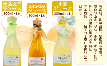 みかん農家の手搾り自家製ジュース(300ml) 3本セット - 山北みかん 小夏 水晶文旦 果汁 飲料 国産 詰め合わせ ２倍濃縮 炭酸割り eh-0032