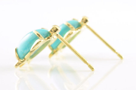 ピアス K18 亀 ターコイズ イエローゴールド スタッドピアス ジュエリーケース付き [シエロ 山梨県 中央市 21470772] アクセサリー ジュエリー アクセ 18金 ハワイ ハワイアン ウミガメ 