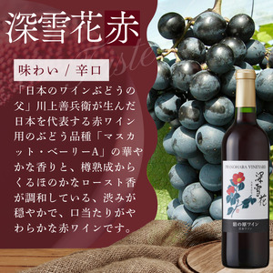 ワイン G20大阪サミットワーキングランチ採用 岩の原ワイン 深雪花 赤 3本 720ml 最短3日で発送