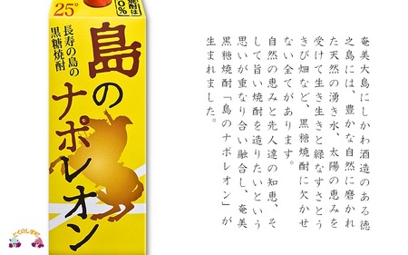 【蔵元直送便】本格黒糖焼酎 島のナポレオン1800mlパック×6本 ( 蔵元直送 酒 プリン体ゼロ 糖質ゼロ 奄美 徳之島 鹿児島 晩酌 和食 洋食 島のナポレオン 奄美大島にしかわ酒造 )
