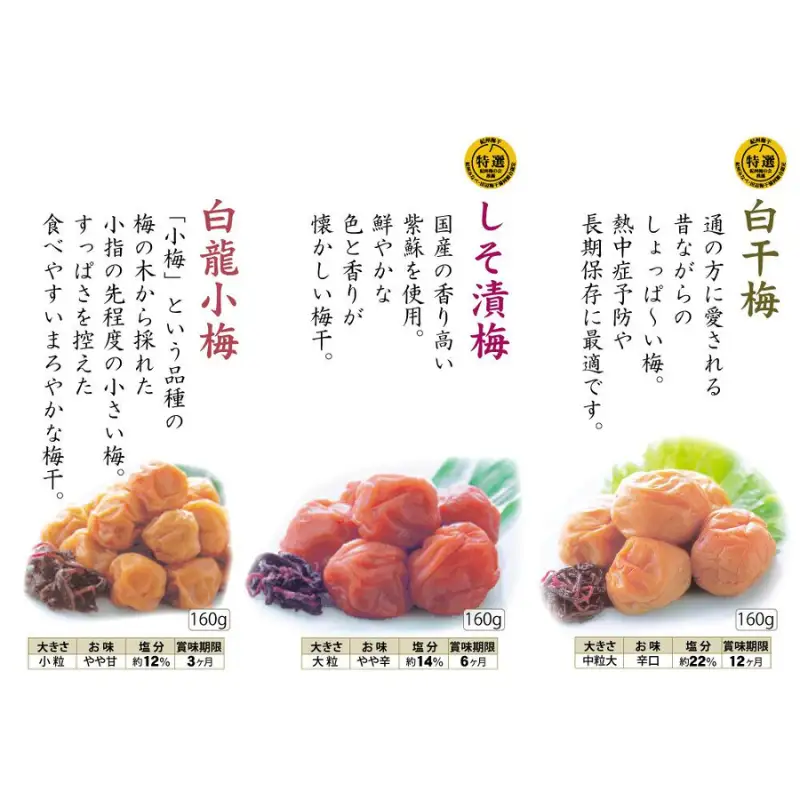 自家梅園産　完熟南高梅詰合せ「毎日梅ようび」　yokosho007A【yokosho007A】