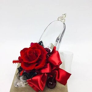 プリザーブドフラワー fleur misakiのガラスの靴シリーズ 「白雪姫」 ／ お祝い インテリア 雑貨 花 アレンジ プレゼント ギフト 奈良県 田原本町