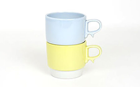 【波佐見焼】スタックスマグ 磁器 ペールカラー（小）（ペールブルー・ペールイエロー）2点セット 食器  マグカップ  ペア【藍染窯】[JC157] 波佐見焼