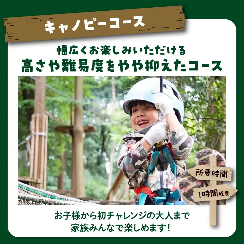 フォレストアドベンチャー 体験チケット【キャノピーコース】_B131-002【るさと納税 フォレスト アドベンチャー 体験チケット 初心者向け 冒険 森 遊び アウトドア 絶景 自然 楽しむ ダイナミック アクティビティ マイナスイオン 別府市 大分県 送料無料】
