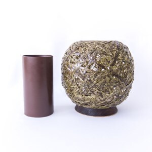 0210102 竹細工 花器 ～蓑篭(大)・虎斑竹～