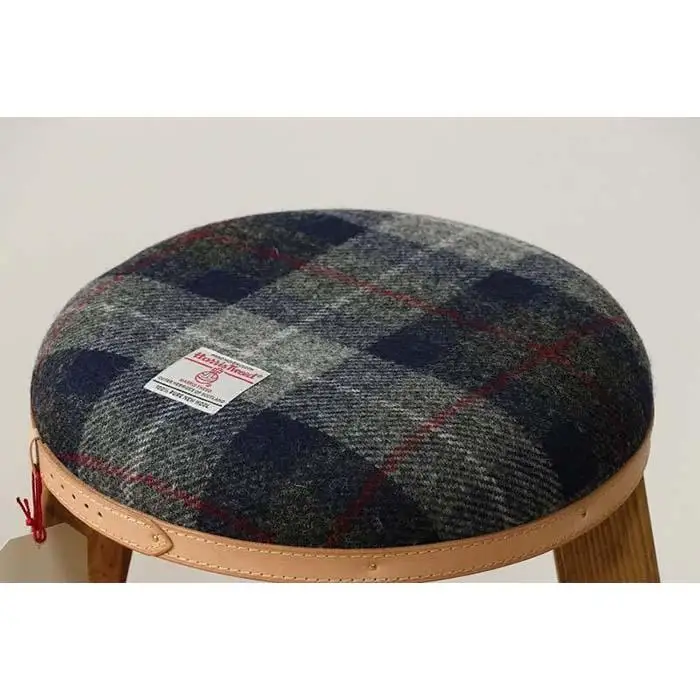 ハイスツール 【ネイビー&グレーチェック×ブラウン】HARRIS TWEED（ハリスツイード）家具