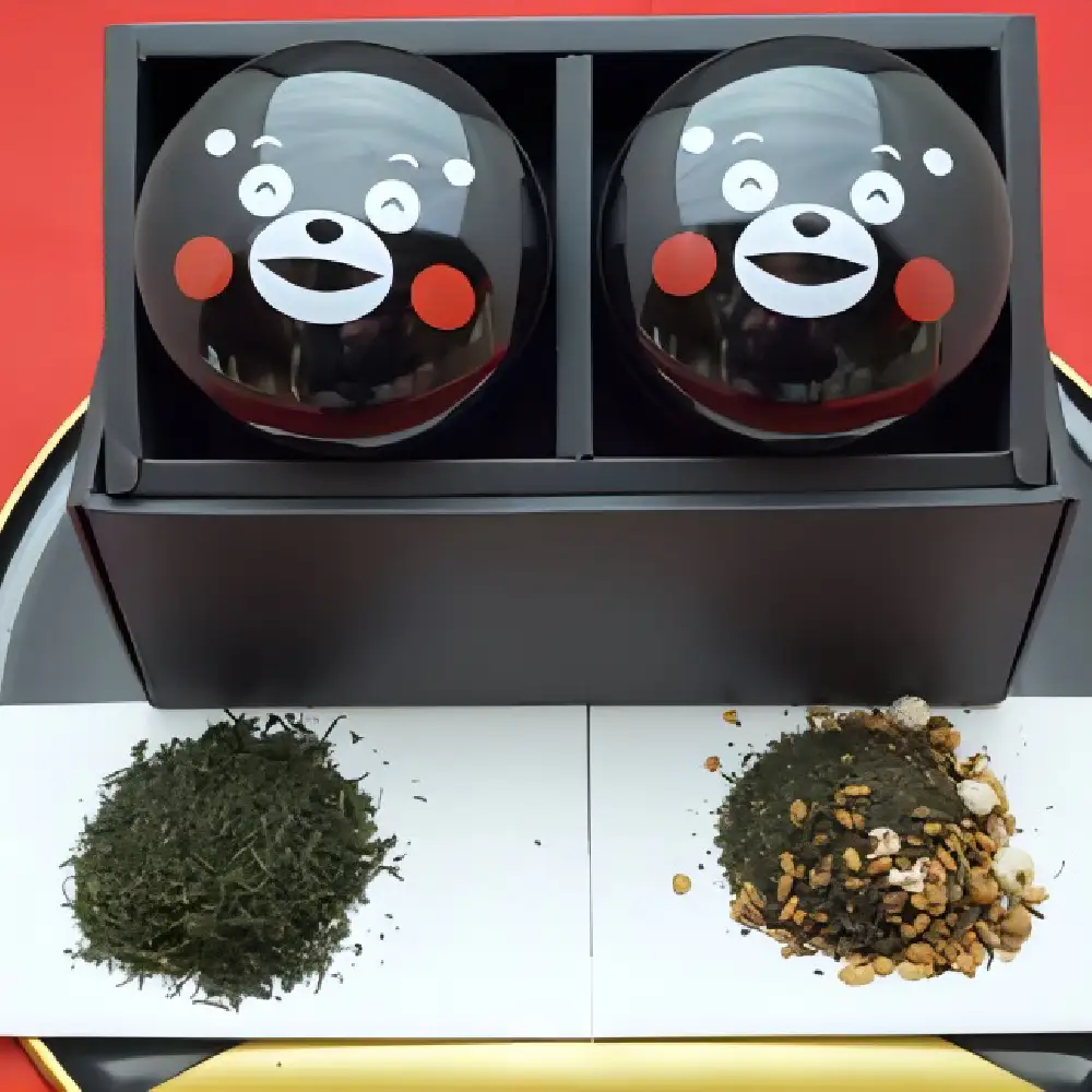 八代茶入くまモン缶（八代産新茶40g はと麦玄米茶40g）