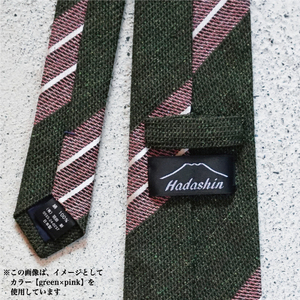 【Hadashin】メランジネクタイ 変わりストライプ柄（グリーン/ピンク） ネクタイ シルク プレゼント フォーマル ビジネス