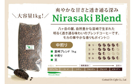 コーヒー 豆 【1949年創業ロースター】 韮崎ブレンド 1kg [コクテール堂 山梨県 韮崎市 20743530]
