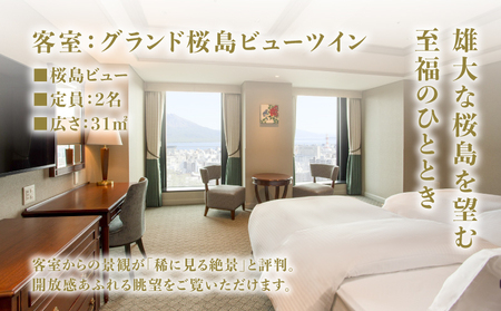 SHIROYAMA HOTEL kagoshima（城山 ホテル 鹿児島）グランド 桜島 ビュー ツイン 1泊2食付 ペア K066-006
