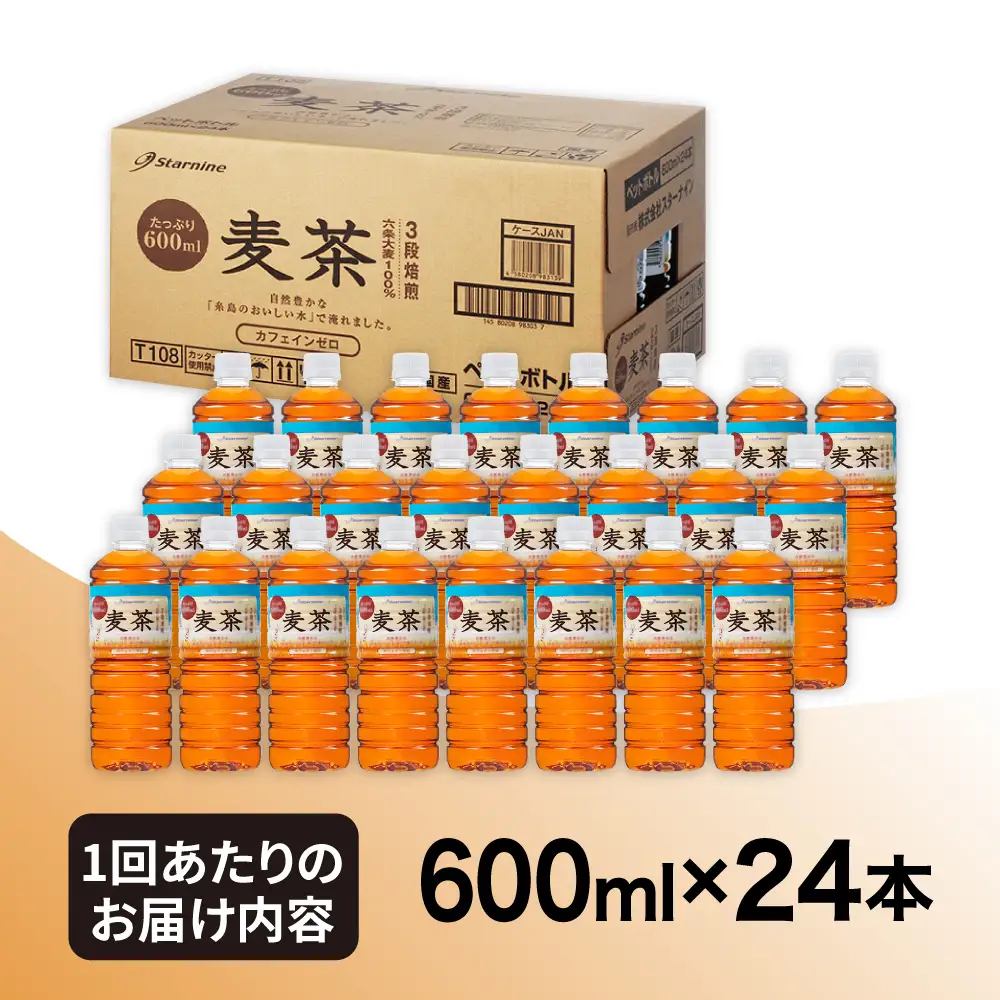 【全3回定期便】麦茶 600ml × 24本  糸島市 / スターナイン お茶 ペットボトル [ARM018]