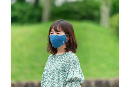 備後絣　うす紺　立体美マスク　女性サイズ　2枚組 No.342