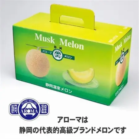 【通年出荷】アローマメロン(小玉)　2玉入【静岡高級マスクメロン】_メロン めろん アローマメロン 化粧箱 2玉 小玉 果物 くだもの フルーツ デザート 甘い 贈答 ギフト プレゼント 産直 産地直送 静岡県 送料無料_【配送不可地域：離島・北海道・沖縄県】【1447109】