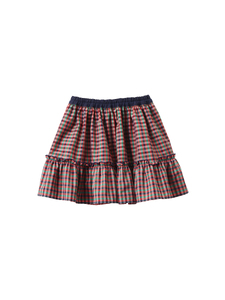 【ファミリア】120cm XX 赤系 リバーシブルスカート（240383）