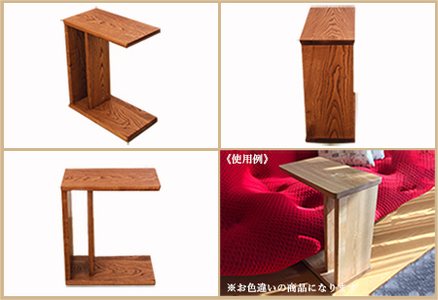 サイドテーブル 【LBR　明るめの茶色】(ライトブラウン) 【低床式キャスター付き】 高さ540mm(54cm）【国産クリ使用・着色オイル仕上げ】サイドテーブル【89-6【2】】
