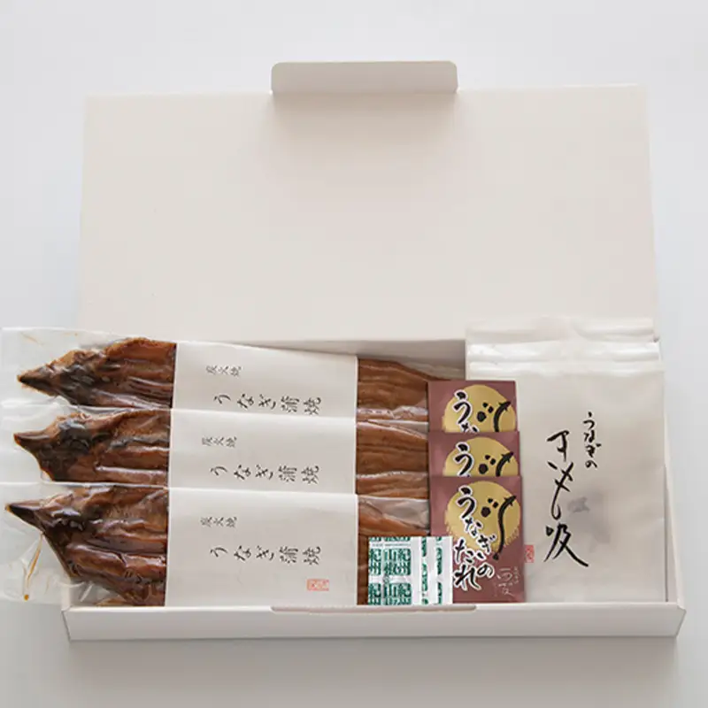 【B-821】近江今津 西友 うなぎ炭火焼蒲焼 3尾／計約340ｇ・きも吸詰合せ B［高島屋選定品］