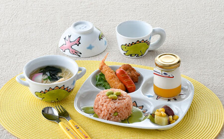 【波佐見焼】子ども食器 4点セット「ステゴサウルス」食器 皿【大新窯】[DC132] 波佐見焼