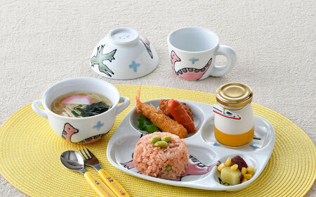 【波佐見焼】子ども食器 4点セット「ブラキオサウルス」食器 皿【大新窯】[DC133] 波佐見焼