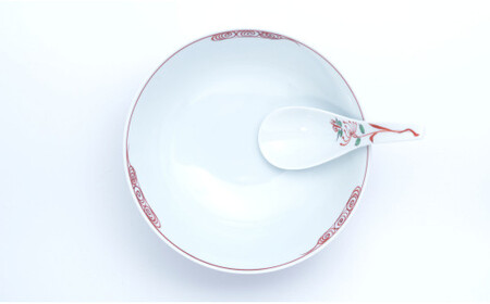 赤絵万暦 ラーメン鉢 レンゲセット 有田焼 食器 うつわ 器 手描き 究極のラーメン鉢 まるぶん 30000円 3万円 A30-725