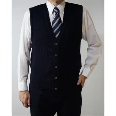 無地 メンズニット オープンベスト コン L寸 15220_装飾品・工芸品 男性・メンズ 洋服 _【1219034】