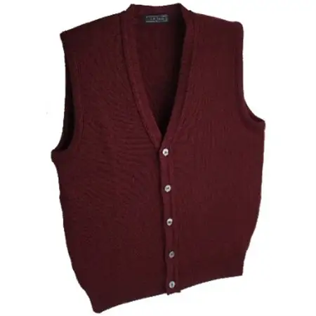 無地 メンズニット オープンベスト ワイン L寸 15220_装飾品・工芸品 男性・メンズ 洋服 _【1219037】