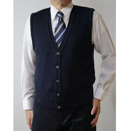 無地 メンズニット オープンベスト コン LL寸 15220_装飾品・工芸品 男性・メンズ 洋服 _【1219038】