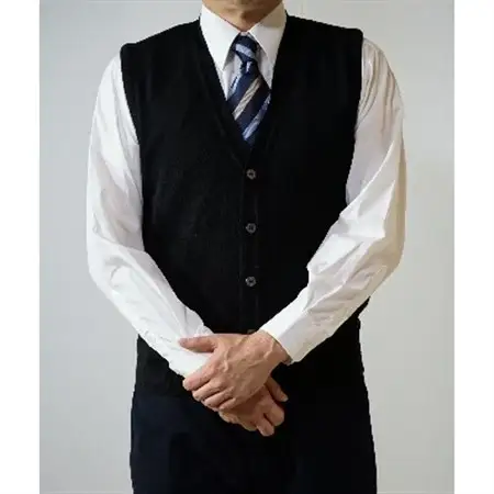 無地 メンズニット オープンベスト クロ S寸 15220_装飾品・工芸品 男性・メンズ 洋服 _【1219164】