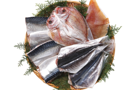 凍眠市場 三陸沖産 干物セットA 4種 計1150g ( さば 300g×2 アジ 150g×2 タイ 150g エイヒレ 100g） [シャディ 宮城県 気仙沼市 20564019]