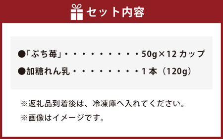 いちご 冷凍 50g×12カップ 合計600g 練乳 完熟 冷凍 いちご 「ぷち苺」 50g×12カップ 合計600g 練乳付き 1本（120g） 園村苺園 熊本県産冷凍いちご 宇城市産冷凍いちご 九州産冷凍いちご 