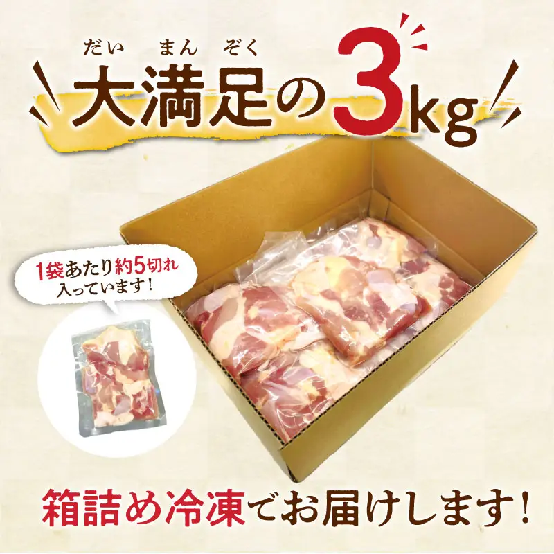 鶏肉 もも肉 鶏肉[宮崎県産 若鶏 約3kg 約200g×15P]