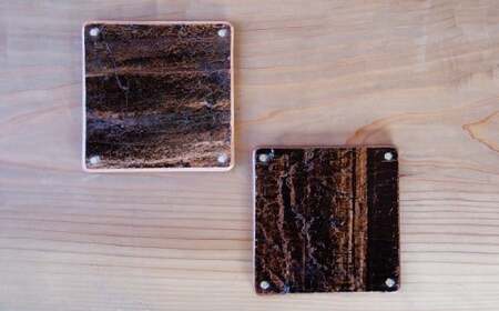 【こだわりの革細工】Pair Coaster /「LEATHERS by Kei Arabuna」 革 コースター