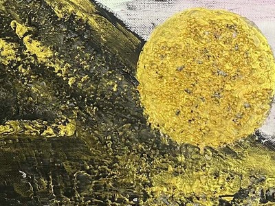 富士山溶岩パワーアート「黄金黒富士」 絵画 アート