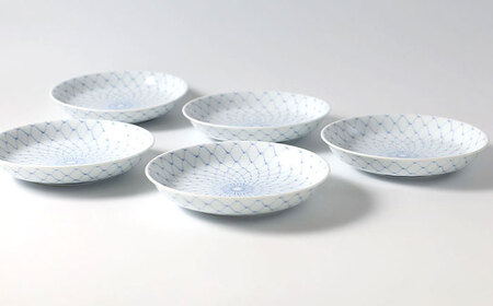 【陶器市特集】【波佐見焼】網絵（あみえ）13cmプレート 和皿 網模様  5枚セット 食器 皿【福田陶器店】[PA323] 波佐見焼