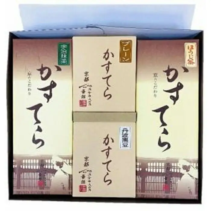 【カステラハウス一番館】箱入り京カステラ 舞妓セット 大2本 小2本（大：宇治抹茶・ほうじ茶、小：丹波黒豆・プレーン）