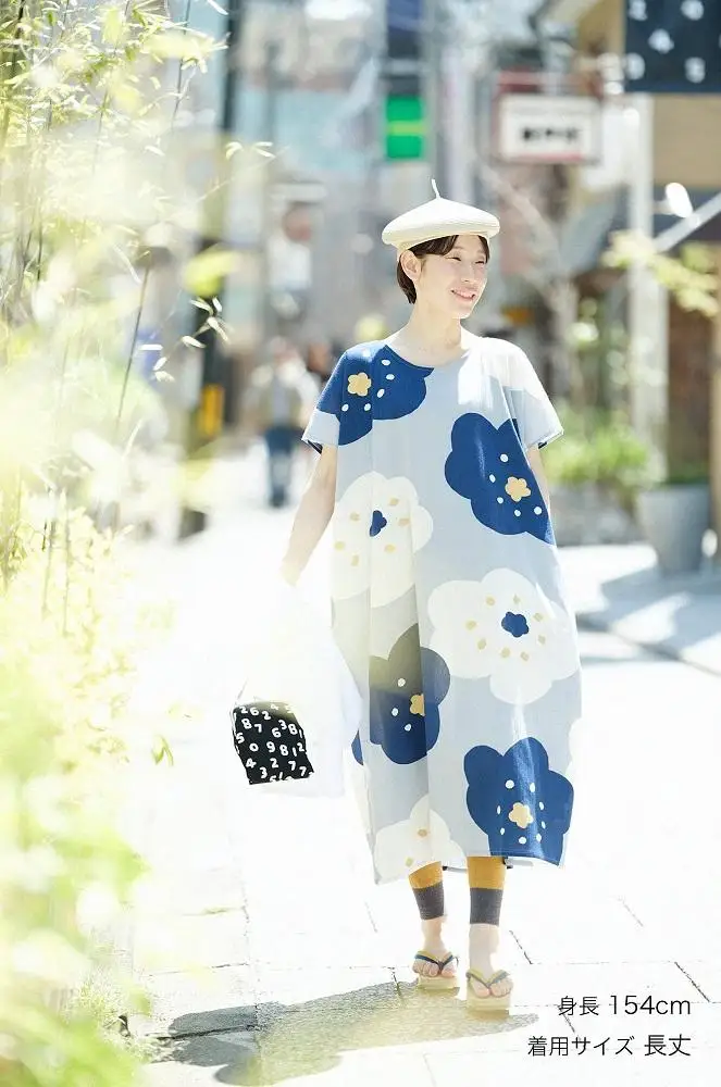 【SOU・SOU】高島縮 20/20 長方形衣(ちょうほうけい)/ほほえみ 白花色 女F 長丈サイズ｜京都 SOUSOU シャツ ワンピース 人気ブランド