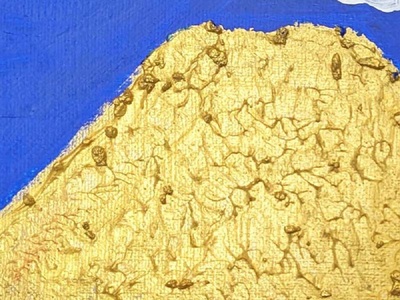 富士山溶岩パワーアート「白雲に黄金富士と太陽B」 絵画 アート
