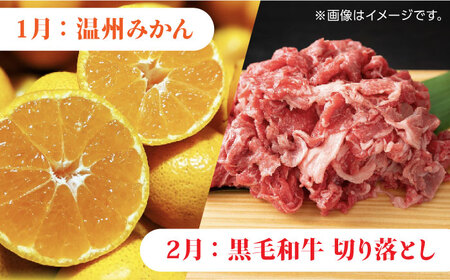【先行予約】【6回定期便】肉と果物 定期便 熊本のうまかもん [ZZZ004]  フルーツ定期便 果物 くだもの 果物定期便 くまもと黒毛和牛 九州 和牛 ステーキ 切り落とし フルーツ お肉