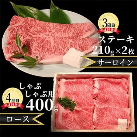 【毎月定期便】稲葉メルヘン牛食べ比べ【満足セット】全4回【配送不可地域：離島・北海道・沖縄県・東北・中国・四国・九州】【4004672】