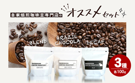 自家焙煎珈琲豆専門店のおすすめ 3種　ほっとコーヒーセット  コーヒー豆 コーヒー粉  豆タイプ