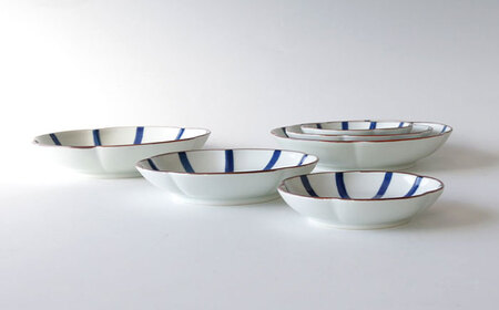 【波佐見焼】和紺・線 花型皿 3種類 6枚セット 食器 プレート【奥川陶器】[KB69] 波佐見焼