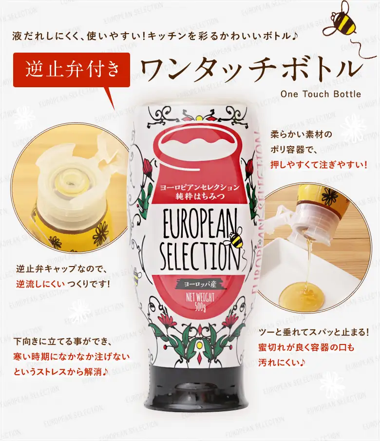 【全3回】 定期便（EU500g×2） かの蜂 純粋蜂蜜 合計3kg（ヨーロピアンセレクション500gを毎月2本お届け） 024-T007