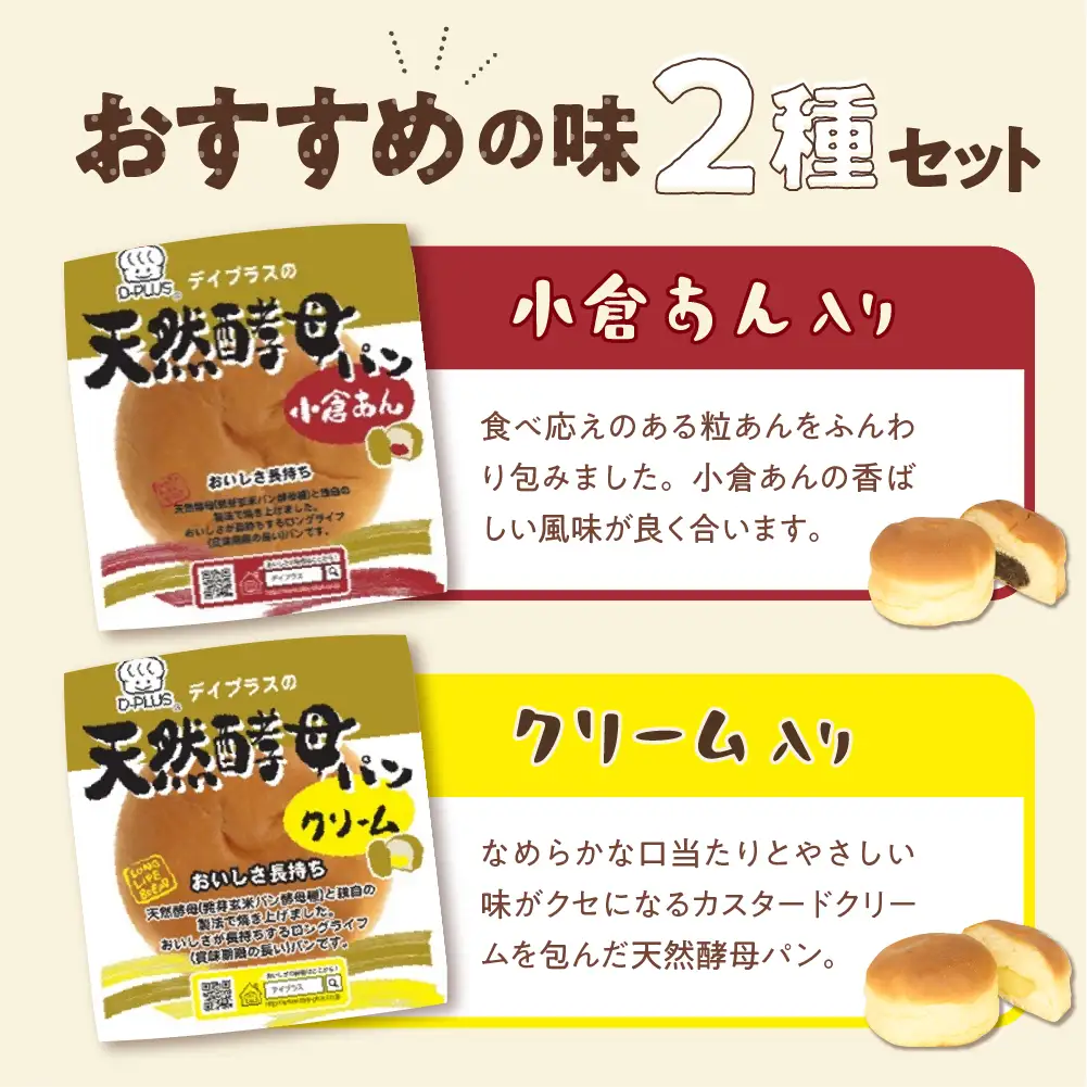 デイプラス天然酵母パン　小倉あん・クリーム（12個入り×2ケース）※沖縄・離島配送不可 