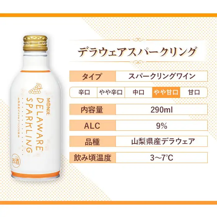 デラウェアスパークリング缶ワイン、ピーチスパークリング缶ワイン10本セット（2種×各5本