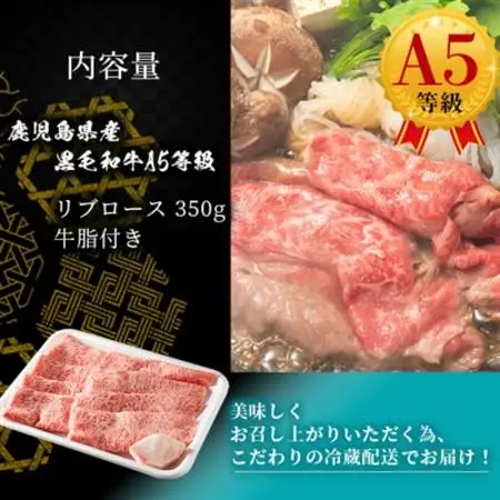 鹿児島県産黒毛和牛 A5等級特選リブロース 味わいすき焼き用肉 2～3人前 C0-30_肉 すき焼き 牛肉 すきやき スキヤキ  肉 黒毛和牛 牛肉 _【配送不可地域：離島・北海道・沖縄県・東北】【1166403】