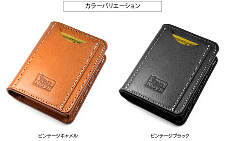 VanNuys カードが30枚～40枚程度入る小さい財布 本革 牛革 シュリンクレザー カードケース 大容量 名刺入れ バンナイズ ファッション ファッション小物  ビンテージキャメル