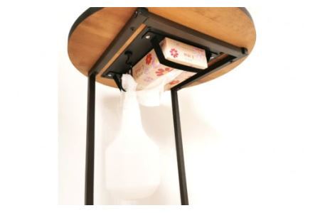 天然木 サイドテーブル 丸型 ブラウン 44cm×52cm [0942]